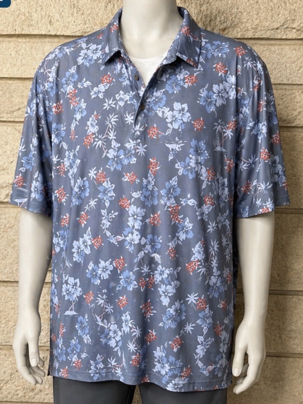 Men's 3XL Floral Polo Shirt